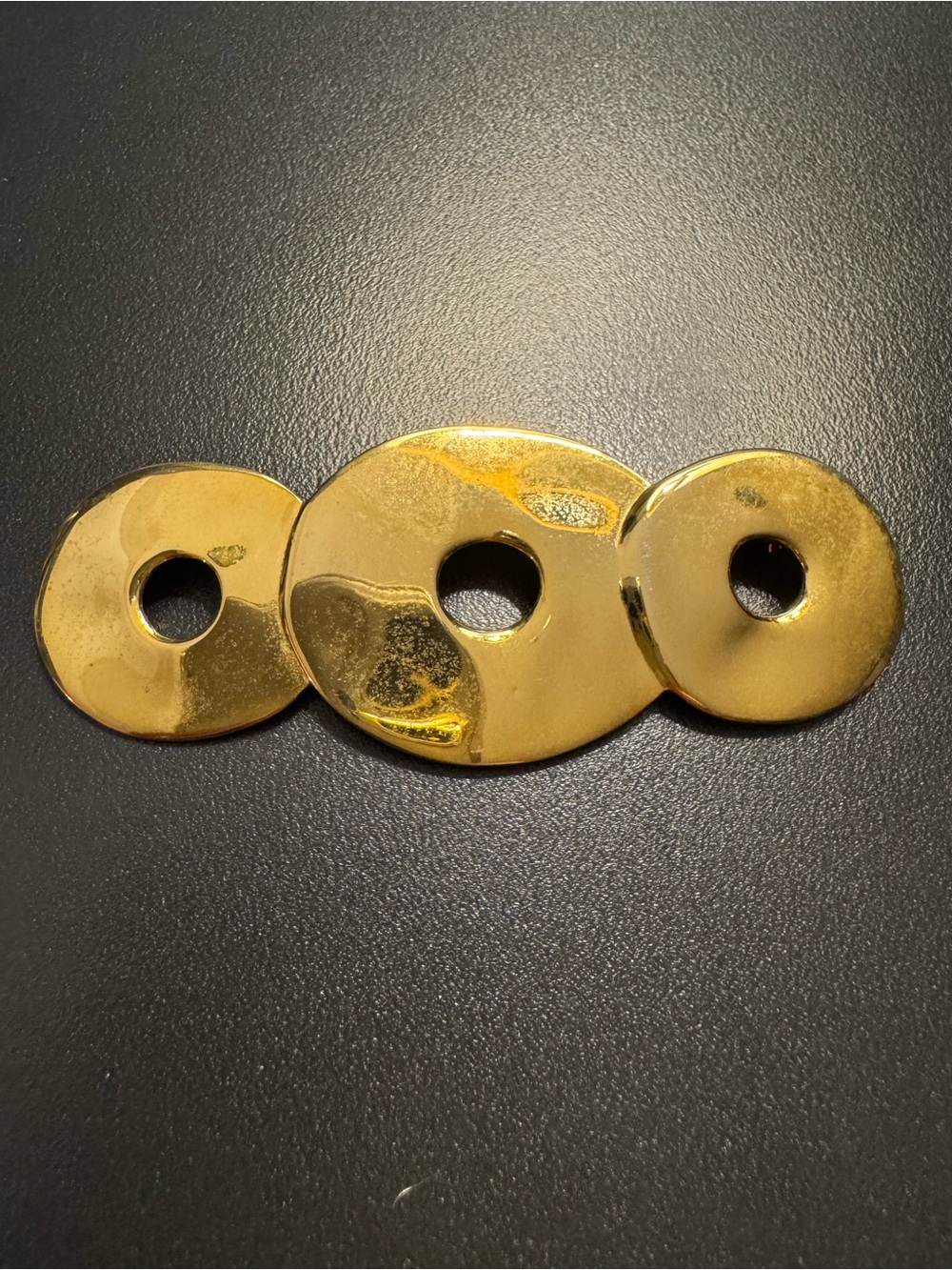 Vintage Gold Tone Modernist Geometric Disc Statement Brooch 3”